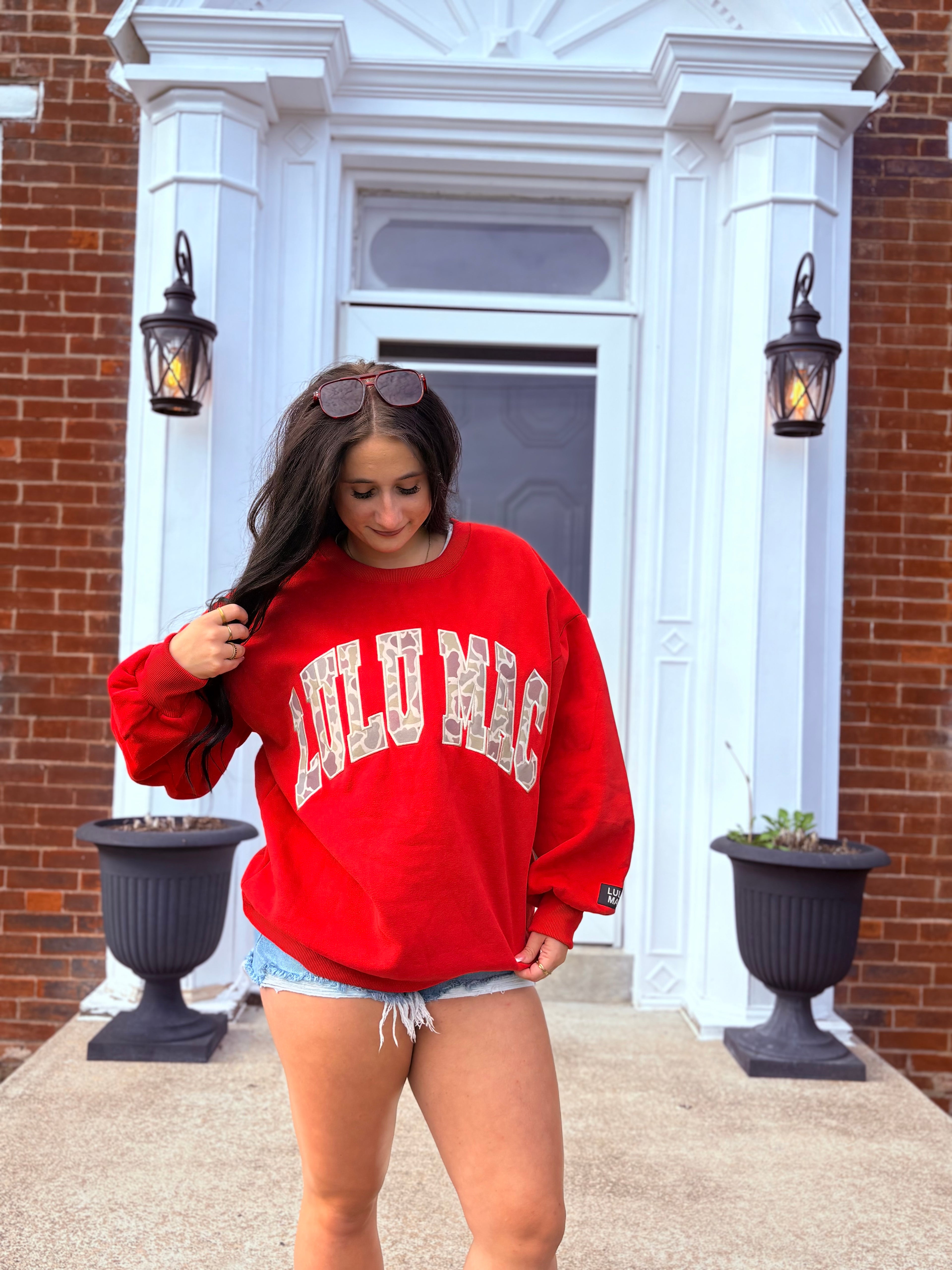 Red Camo Lulu Mac Crew neck