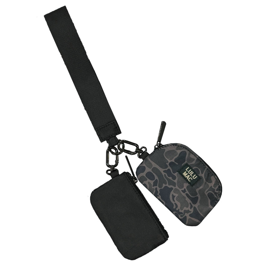 Black Camo double pouch wristlet